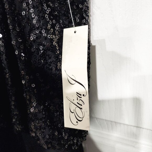 Eliza J Womens Sequined Halter Jumpsuit Black Polyester Size 12‎ - Picture 11 of 14